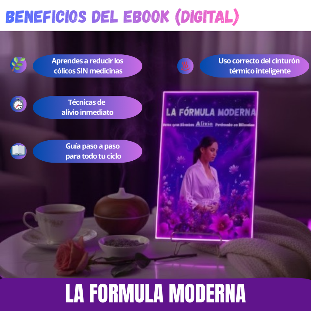 Cinturón Almohadilla Térmica Para Cólicos + Ebook  LA FORMULA MODERNA  💜